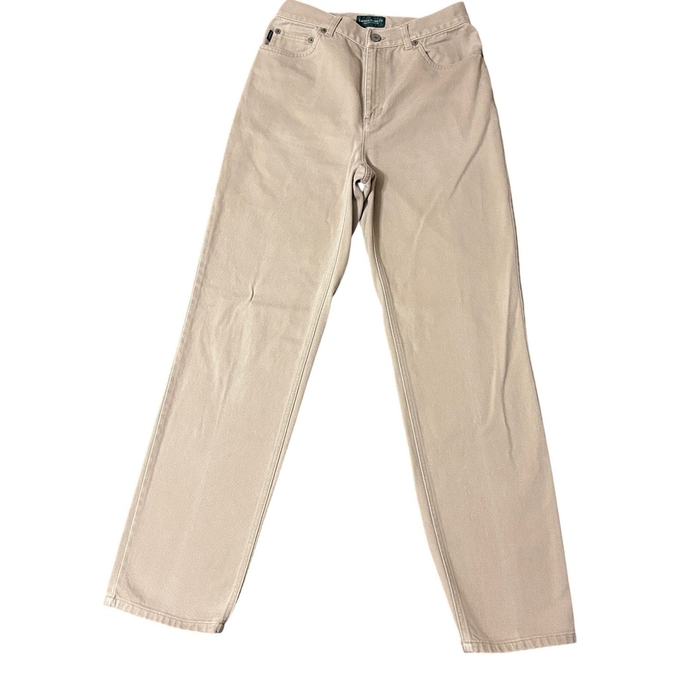 Lauren Ralph Lauren Straight Leg Jeans Womens 4 Tan Khaki Cotton Twill 26x30